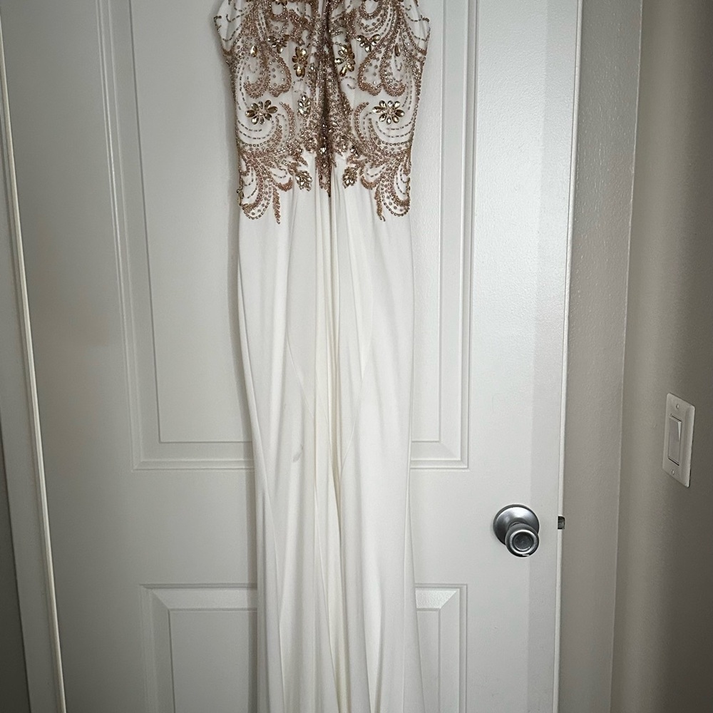 Elegant White and Gold Gown